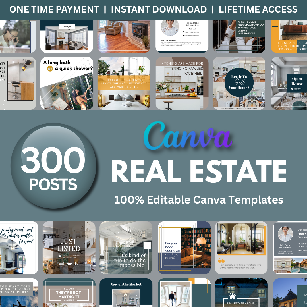 300 Real Estate Canva Templates – Social Media Bundle