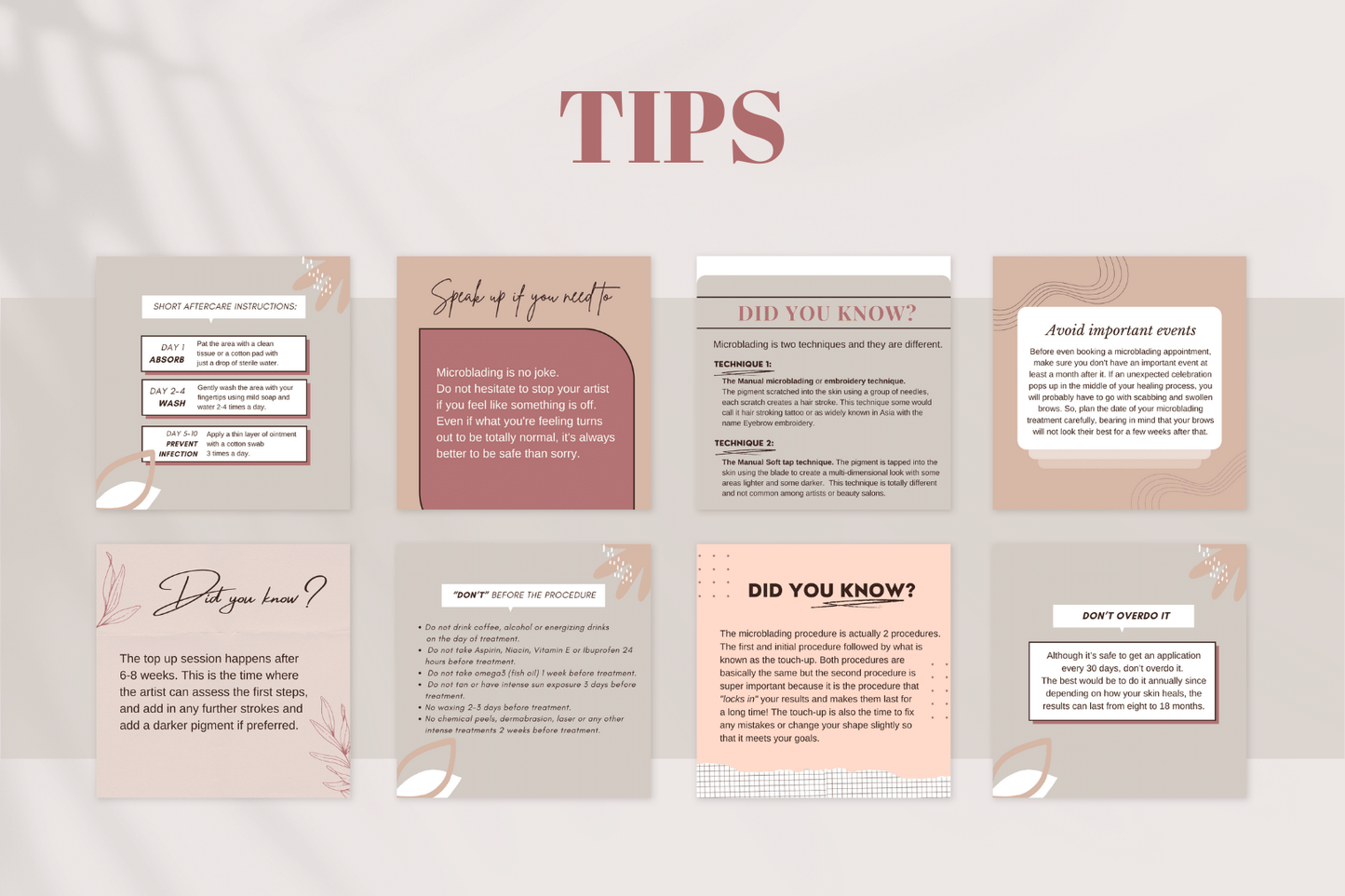 200 Microblading Templates for Social Media